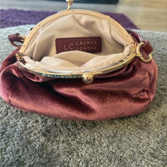 LC Lauren Conrad Wine Satin Clutch - Picture 1 of 3